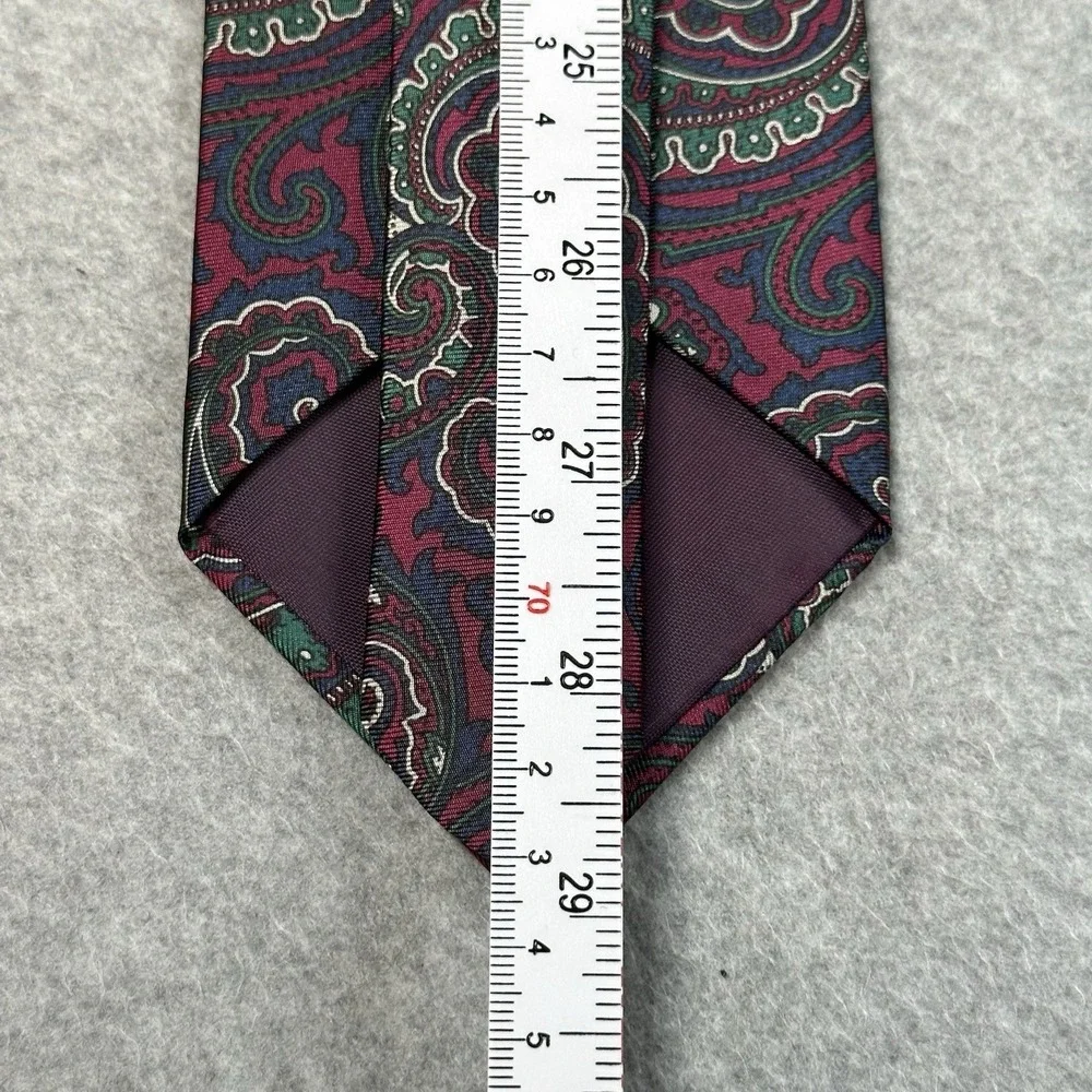 Vintage Bert Pulitzer USA Paisley Necktie Burgundy Teal Wide Power Tie 58x3.5in